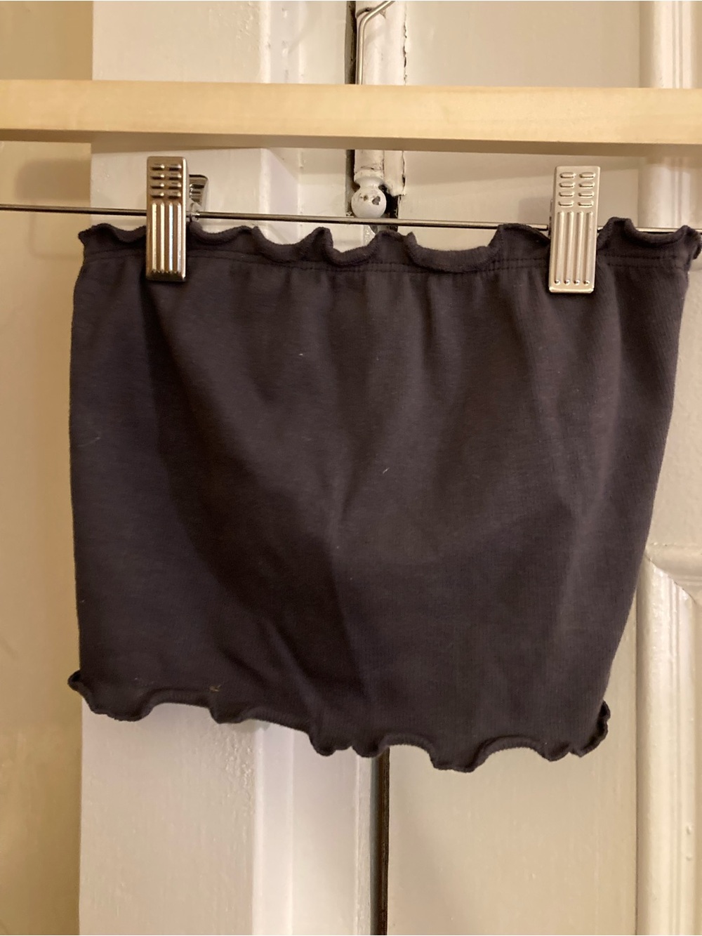 Los Angeles Apparel Lettuce-Edge Tube top in dolphin blue (gray)